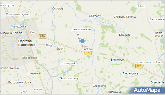 mapa Jaczno, Jaczno na mapie Targeo